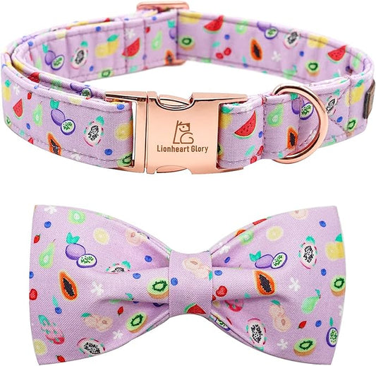 Lionheart glory Dog Collar, Fruit Dog Collar with Bow, Summer Dog Bowtie Collar Gift Bows Cute Pet Collar for Large Dogs