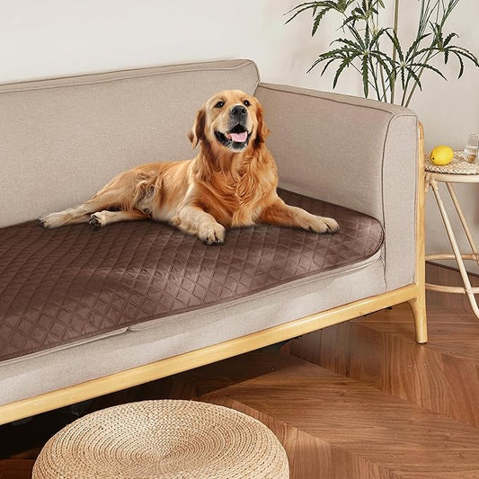 NICETOWN Waterproof Dog Bed Cover Pet Blanket with Anti-Slip Back for Furniture Bed Couch Cat Blanket Mat for Loveseat Sofa Recliner L-Shape Sofa, 30" W x 70" L, Chocolate/Sand, 1 Piece