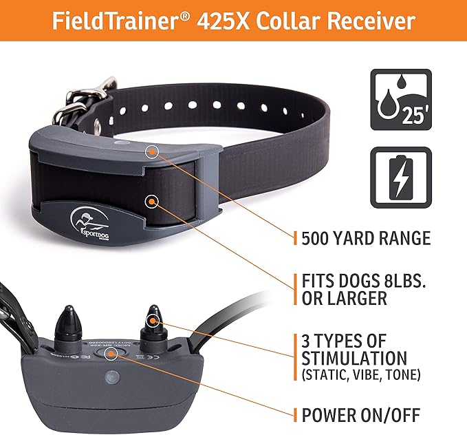 SportDOG Brand FieldTrainer 425X Remote Trainer - 500 Yard Range - Waterproof, Rechargeable Dog Training Collar with Static, Vibrate, and Tone