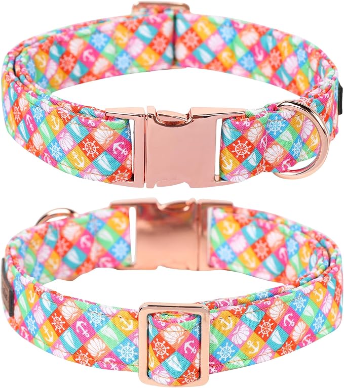 Lionet Paws Design Dogs Collar Cute Summer Sailor Bow Dog Collars for Girl Female Small Medium Dogs with Colorful Sailboat S