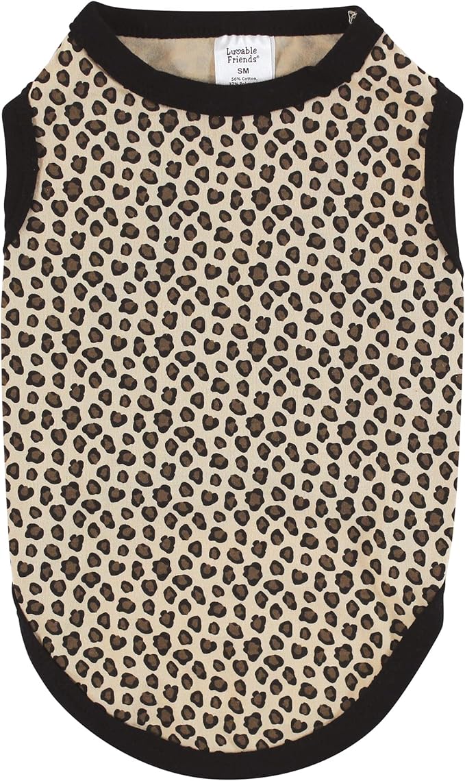 Luvable Friends Dog Pet Dog and Cats Cotton T-Shirts 2pk, BFF Leopard, Medium