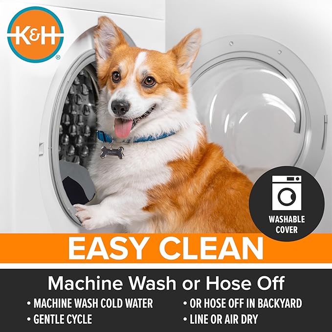 K&H Pet Products Outdoor Elevated Dog Cot, Breathable Cooling Elevated Cot Hammock Pet Bed for XL Dogs, Washable Mesh Cover, Raised Metal Frame, Collapsible, Portable - Extra-Large 50 X 32in Gray