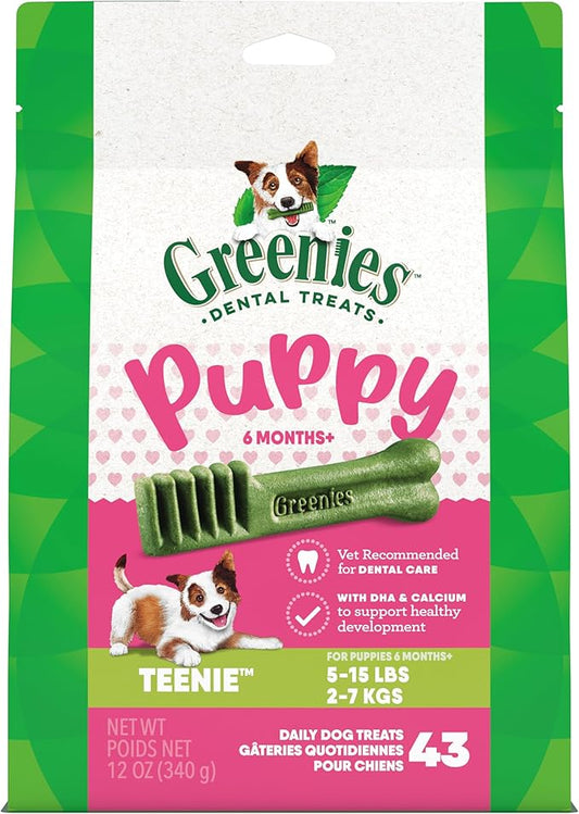 Greenies Puppy Teenie Size Dental Dog Treats, 12 oz. Pack (43 Treats)