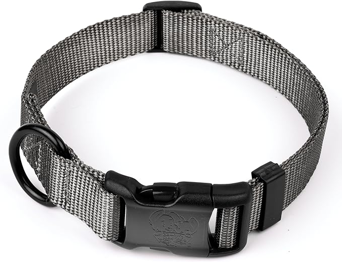 Country Brook Petz - American-Made Dog Collar for Large, Medium, and Small Dogs and Puppies - Deluxe Heavy Duty Nylon in 33 Dazzling Colors (Large, 1 Inch Wide, Charcoal)