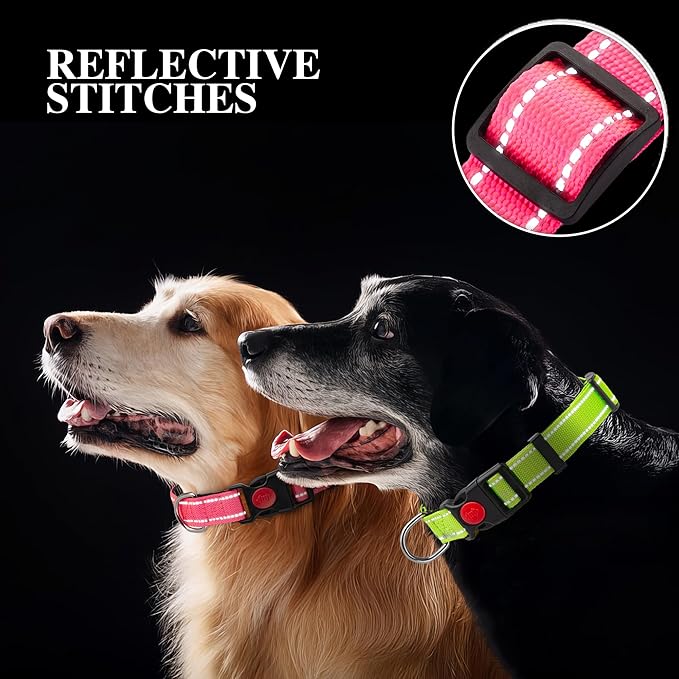 2 Pack Reflective Dog Collars for Medium Large and Small Breed Dogs Male Female,Padded Soft Durable Nylon Neoprene Collar for Puppy Dogs Girl Boy with Quick Release Safety Buckle,Red Black,S