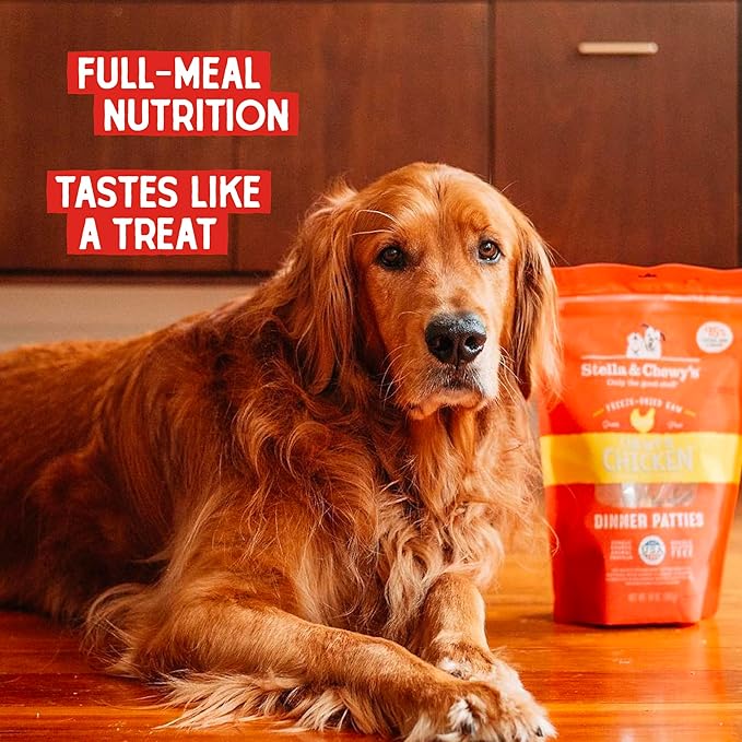 Stella & Chewy's Freeze-Dried Raw Dinner Patties - Chicken Recipe - High Protein Grain-Free Puppy & Dog Food - Perfect For Picky Eaters - 25 oz