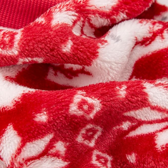 POMIU Dog Sweater, Dog Sweaters for Small Medium Dogs or Cat, Warm Soft Flannel Pet Clothes for Dogs Girl or Boy, Dog Shirt Coat Jacket (Xmas Red+Xmas White, Medium)