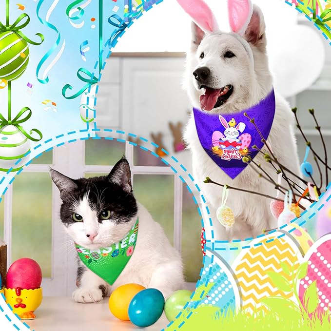 20 Pcs Easter Dog Bandana Pet Scarf Washable Triangle Bibs Shamrock Scarfs Adjustable Pet Triangle Washable Kerchief for Easter Dogs Cats