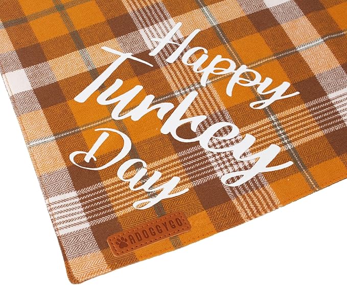 ADOGGYGO 4 Pack Plaid Holiday Dog Bandana, Halloween Thanksgivng Christmas Pet Scarf Kerchief Christmas Thanksgivng Halloween Bandanas for Medium Large Dogs (Large)