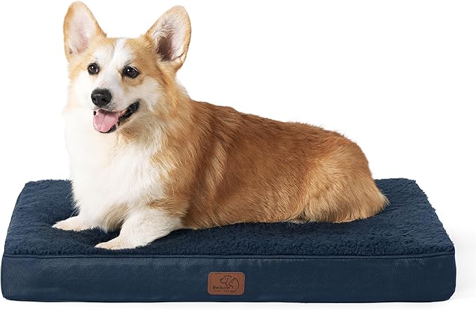 Bedsure Large Dog Bed for Crate - Orthopedic Waterproof Pet Beds with Removable Washable Cover, Egg Crate Foam Crate Mat, Suitable for Pet Up to 50 lbs