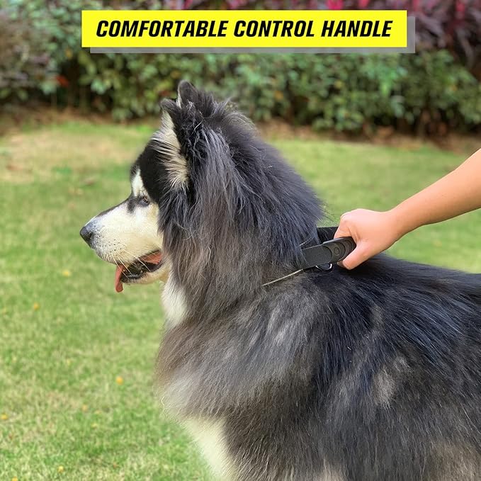 Tactical Dog Collar with Handle - Military Adjustable Dog Training Collar Soft Nylon and Heavy Duty Metal Buckle for Medium Large Dogs - with Patch (Black with Patch, Large)