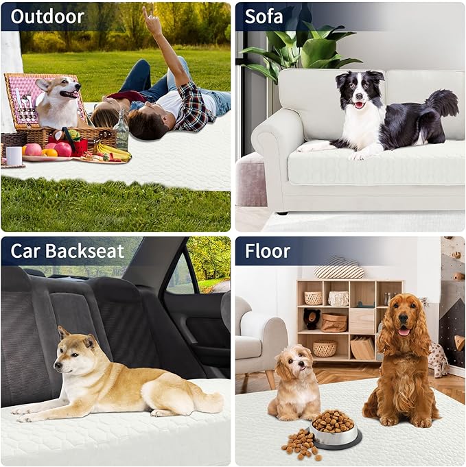 PureFit 100% Waterproof and Anti-Slip Dog Bed Cover, Washable Pet Blanket, Stain Resistant Sofa Couch Furniture Protector Cover for Kids, Dog, Cat (82x82 Inch, Ivory)