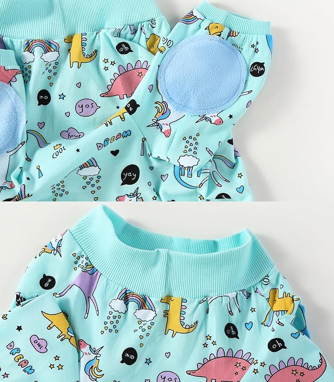 Dog T-Shirts - Dinosaur Unicorn Pattern, Rainbow, Unisex Dog Clothes - Breathable Stretchy Cotton - Sizes S-3XL