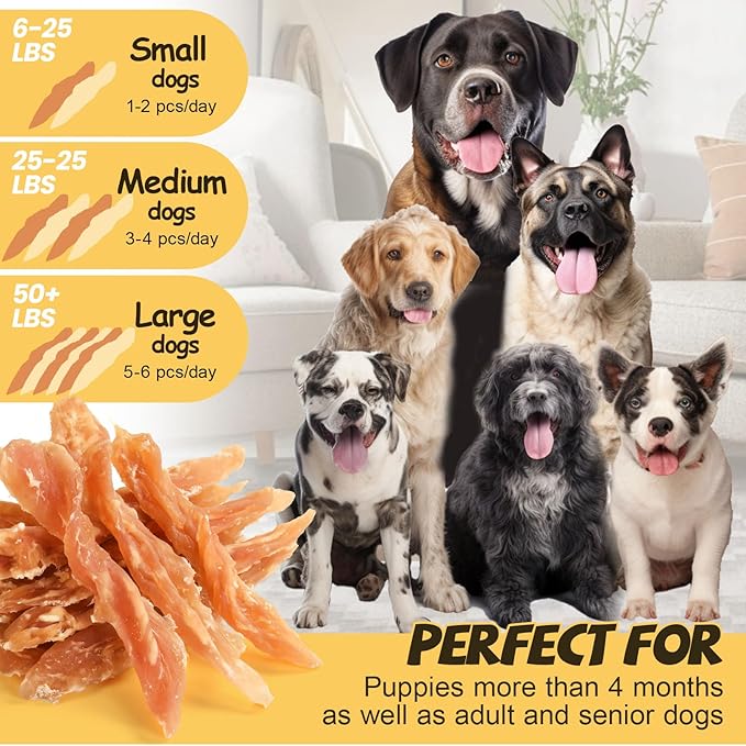 ASMPET Chicken Jerky Dog Treats Human-Grade Taurine-High Protein Low Fat Grain-Free Easily Digestible 100% Natural Healthy Dog Treats for Small Medium Large Dogs (10.6 oz)