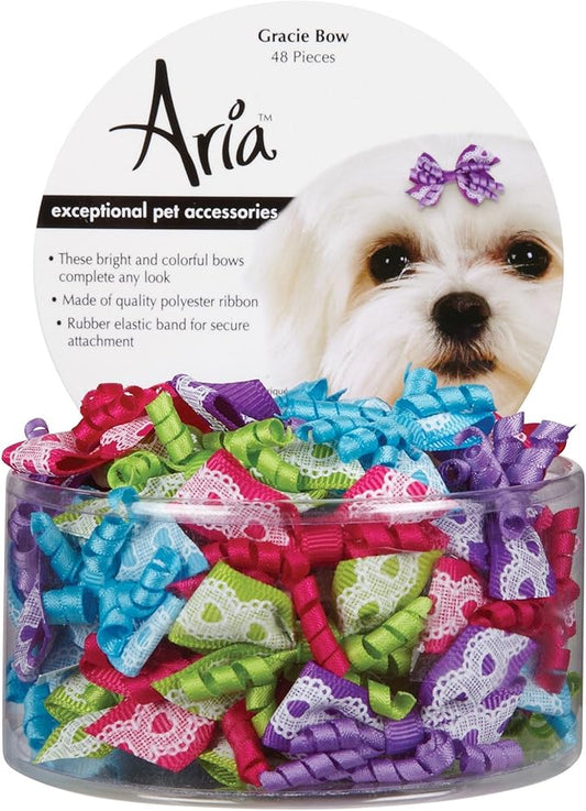 Aria Gracie Bows for Dogs, 48-Piece Canisters
