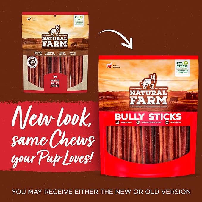 Natural Farm Odor-Free Braided Bully Sticks (6 Inch, 5 Pack) - 100% Grass-Fed Beef, Grain-Free, Low Fat & Fully Digestible Best Dental Treats - Safest Long Lasting Pizzle Chews to Keep Your Dog Busy