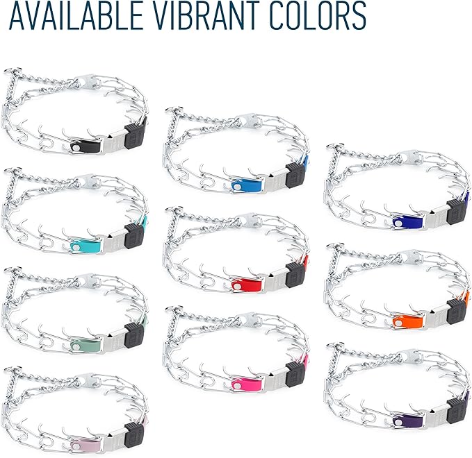 Herm Sprenger Chrome Plated Steel Dog Collar with Quick Release ClicLock Buckle and Biothane Insert Training Collar for Dogs Made in Germany (Cherry Red, 22in x 3.0mm(Neck Size up to 18-19in))