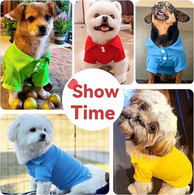 4 Pieces Dog Shirts Collared Polo T-Shirts for Small Medium Dogs Cats Boy Girl Dog Clothes Breathable Doggy Sweatshirt Puppy Kitten Small Breeds Pet Outfits Apparel Tops