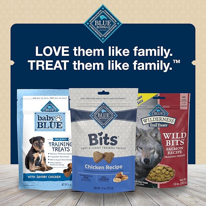 Blue Buffalo Bits Soft Dog Treats for Training, Made With Natural Ingredients & Enhanced with DHA, Chicken Recipe, 4-oz Bag