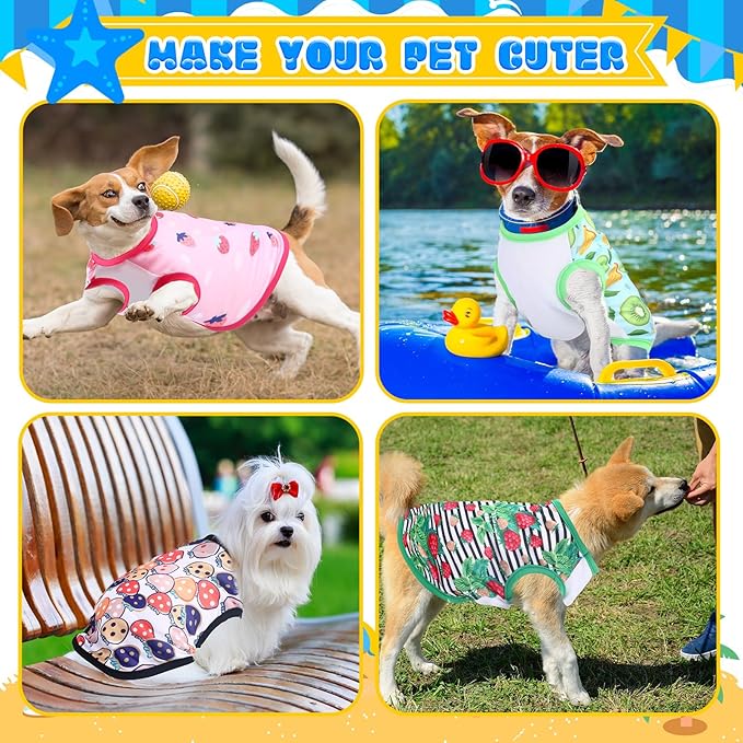 20 Pcs Dog Shirts Summer Puppy Printed Clothes Soft and Breathable Dogs T Shirts Cute Pet Vest Sweatshirt Outfit for Small Medium Puppy Pet Cat Chihuahuas Papillons Pomeranian(M)