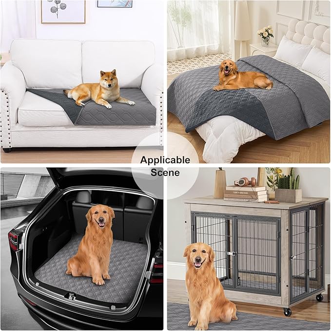 Smiry Waterproof Dog Blanket, 30x53 Inch Soft Pet Bed Cover Reversible, Washable Sofa Couch Furniture Protector for Small Medium Large Dog Puppy Cat, Grey/Dark Grey