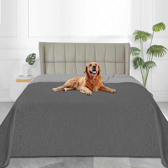 Easy-Going Waterproof Dog Bed Cover Reversible Leak Proof Pet Blanket Replacement Mat for Furniture Washable Couch Cover Sofa Cover for Dogs Cat (68x86 Inch, Gray/Light Gray)