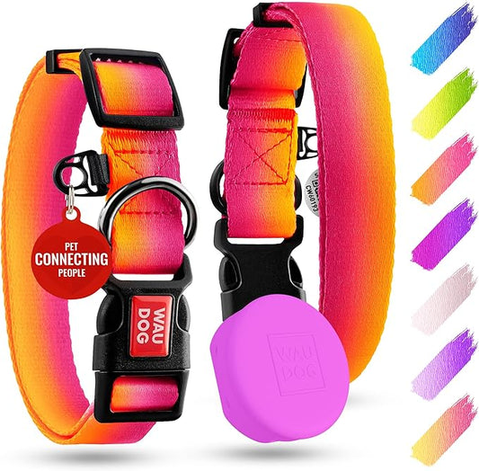 Airtag Dog Collar Nylon Dog Collar with Airtag Holder - Adjustable for Large Dogs, Small & Medium Dogs - Breakaway Puppy Collars for Large Breed Dogs - Boy & Girl Collars