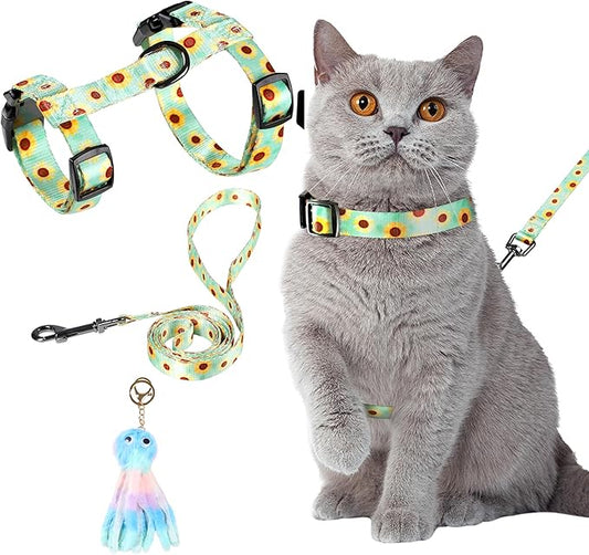 Leekalos Cat Harness and Leash for Walking,Cats Escape Proof - Adjustable Kitten Harness for Large Small Cats, Use Safe & Easy,Fit for Puppy,Rabbit