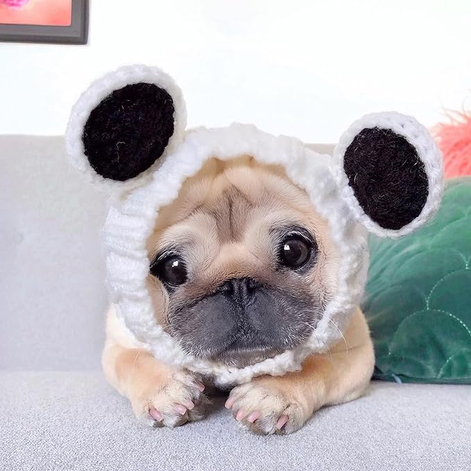 Zoo Snoods Panda Costume - Warm Knit Dog Snood Wrap for Pets, Neck Ear Cover Protection, Halloween Winter (Small)