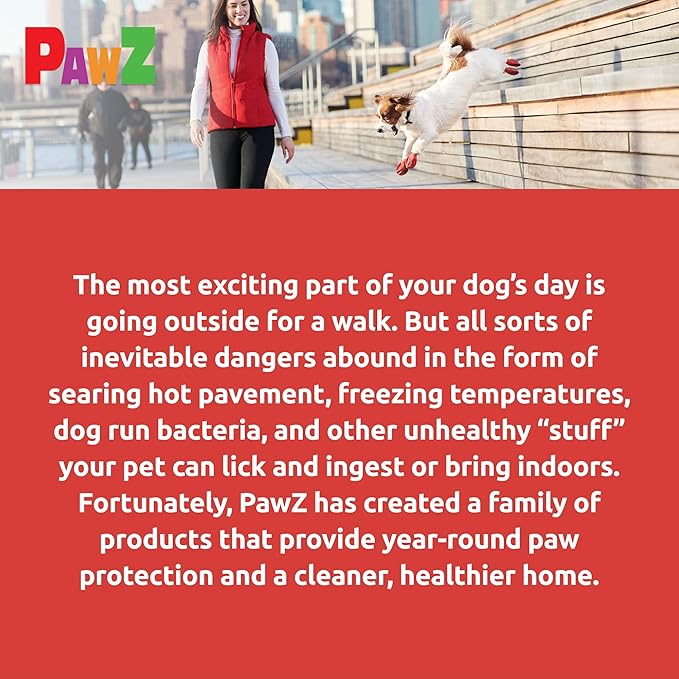 PawZ Rubber Dog Boots for Paws to 2 1/2" - All-Weather Dog Booties for Hot Pavement, Sand, Snow, Mud, and Rain - Anti Slip Dog Socks - S, Red