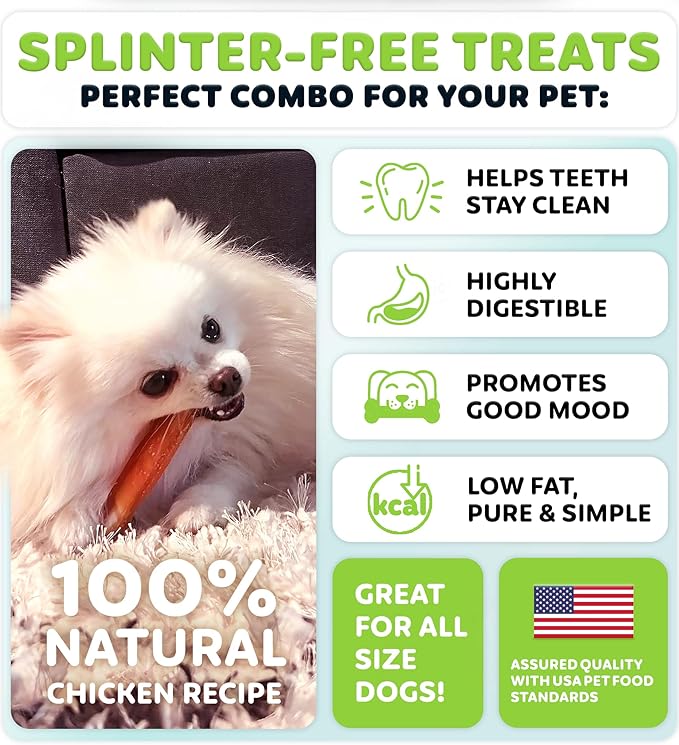 Chicken Wrapped Rawhide Sticks - Supports Dental Health Dog Treats, Grain Free, High Protein, Low-Calorie Canine Treats, 24 oz