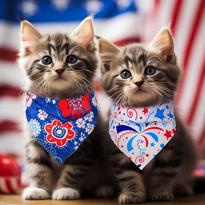72 Pcs Dog Bandanas Bulk for Summer Adjustable Washable Pet Triangle Scarf Soft Kerchief Bib for Summer Holiday Pet Costume Accessories(Independence Day)