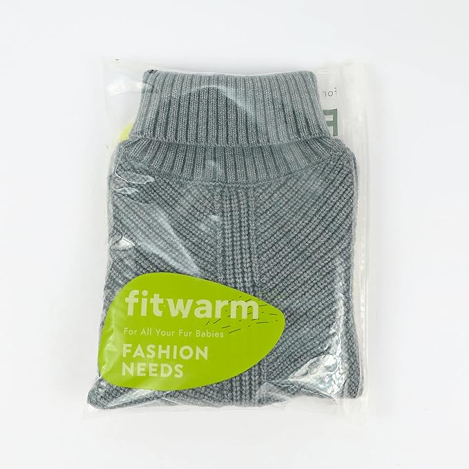 Fitwarm Dog Turtleneck Sweater, Thermal Knitted Pet Coat, Dog Winter Clothes for Small Dogs, Cat Apparel, Heather Grey, XL
