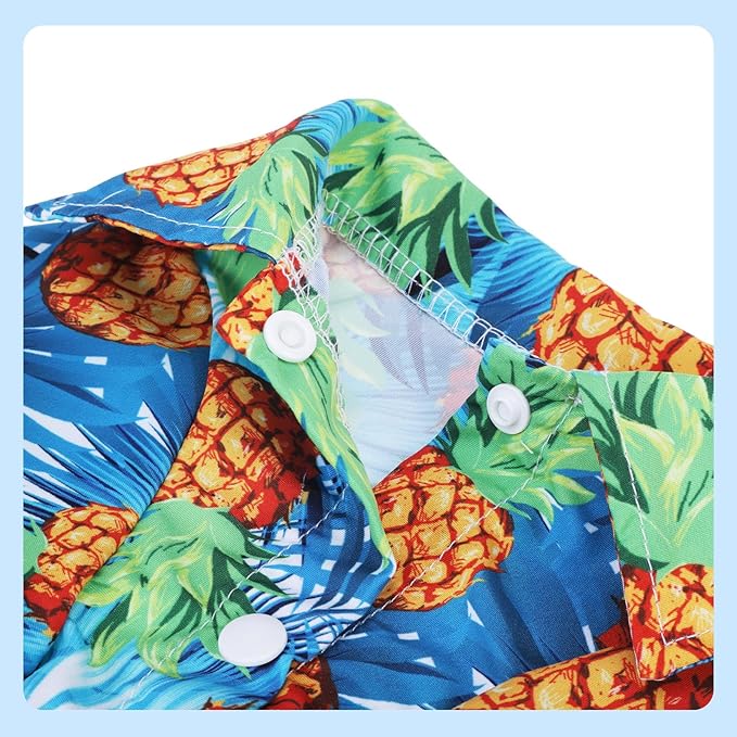 PUPTECK Dog Shirt, Cute Puppy Cat Polo T-Shirt, Soft Summer Pet Clothes Boy Girl Outfit for Small Medium Sized Dogs, Hawaiian Costume Blue M