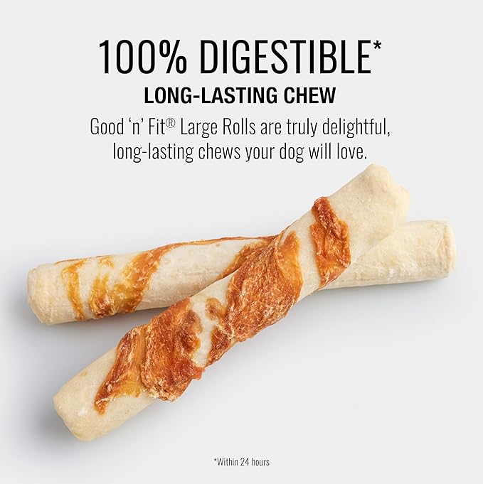 Good ‘n’ Fit Rolls Made with Real Lamb, 2 Large Rolls, Treat Your Dog to Long-Lasting and Highly Digestible Rawhide Chews