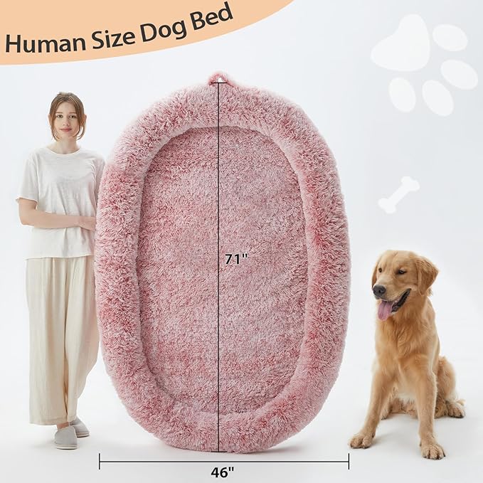WNPETHOME Human Dog Bed for Adult,71"x 46"Foam Human Sized Dog Beds for People,Fluffy Gaint Dogs Bed for People with Washable Cover & Non-Slip Bottom