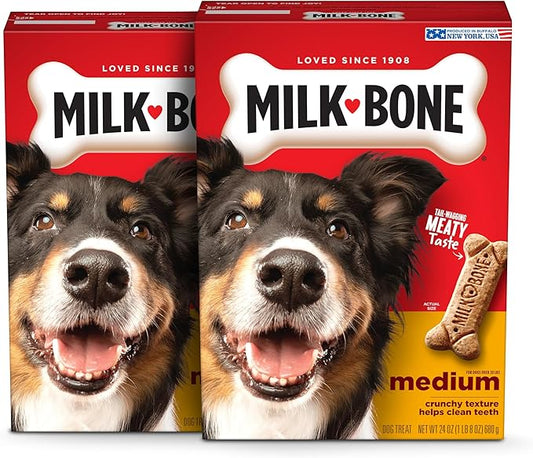 Milk-Bone Original Dog Treats for Medium Dogs, 24 Ounce, Crunchy Biscuit Helps Clean Teeth (Pack of 2)