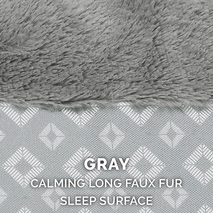 Furhaven 23" Round Donut Dog Bed for Indoor Cats & Small Dogs, Washable, For Dogs Up to 20 lbs - Plush & Diamond Print Donut Bed - Gray, Small