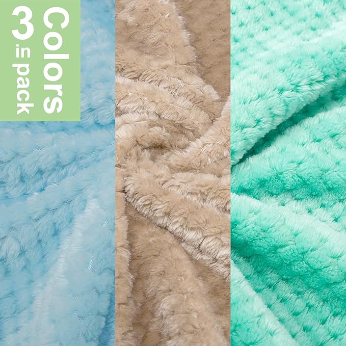 POMIU Dog Sweater, Dog Sweaters for Small Medium Dogs or Cat, Warm Soft Flannel Pet Clothes for Dogs Girl or Boy, Dog Shirt Coat Jacket (Ice Blue+Light Coffee+Teal, X-Small)