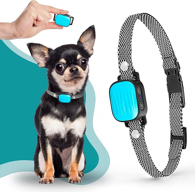 Bark Collar for Small/Medium Dogs, No Shock Anti Bark Collar, Rechargeable Anti Barking Collar w/2 Vibration & Beep Modes, Waterproof Shockless Smart Dog Stop Barking Control Device (Blue)