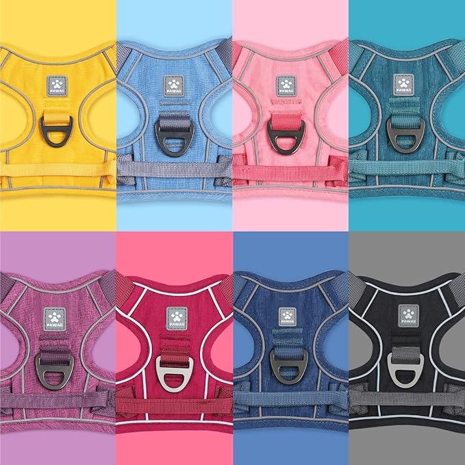 Pawaii No Pull Dog Harness with Pet ID Tag,Reflective Strips No Choke Front O Ring Breathable Mesh Adjustable Soft Padded Pet Vest with Easy Control Handle for Medium Dogs
