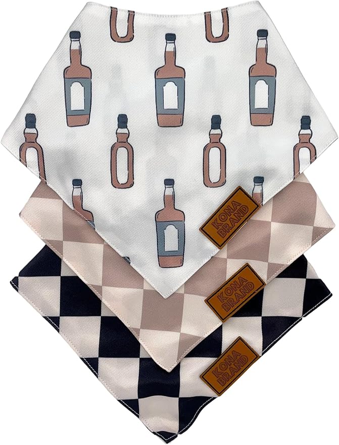 KonaBrandCo- Premium Handmade Dog Bandana | Dual Layered Silky Durable Polyester Fabric | Adjustable Fit Custom Shape- Won't Roll (Large, OLLIE)