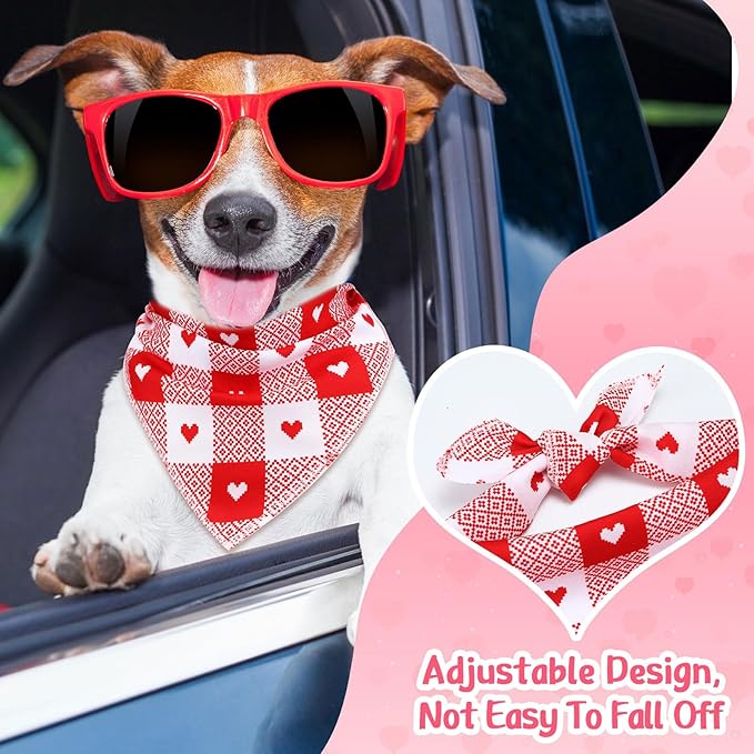 200 Pcs Dog Bandana Bulk Spring Summer Hawaii Pet Party Bandana Scarf Adjustable Puppy Kerchief Triangle Bibs Holiday Grooming Supplies for Small Medium Dogs Cat Costume Accessory Outfit(Heart)