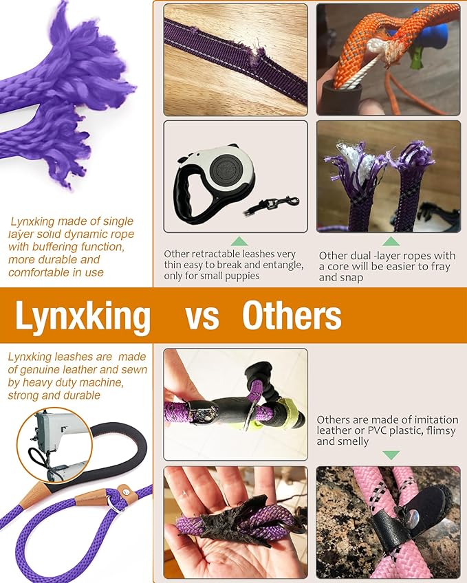lynxking Dog Leash Slip Lead 5 6 8 FT Dog Training Leash Strong Heavy Duty Braided No Pull Training Lead Leashes for Small Medium Large Dogs