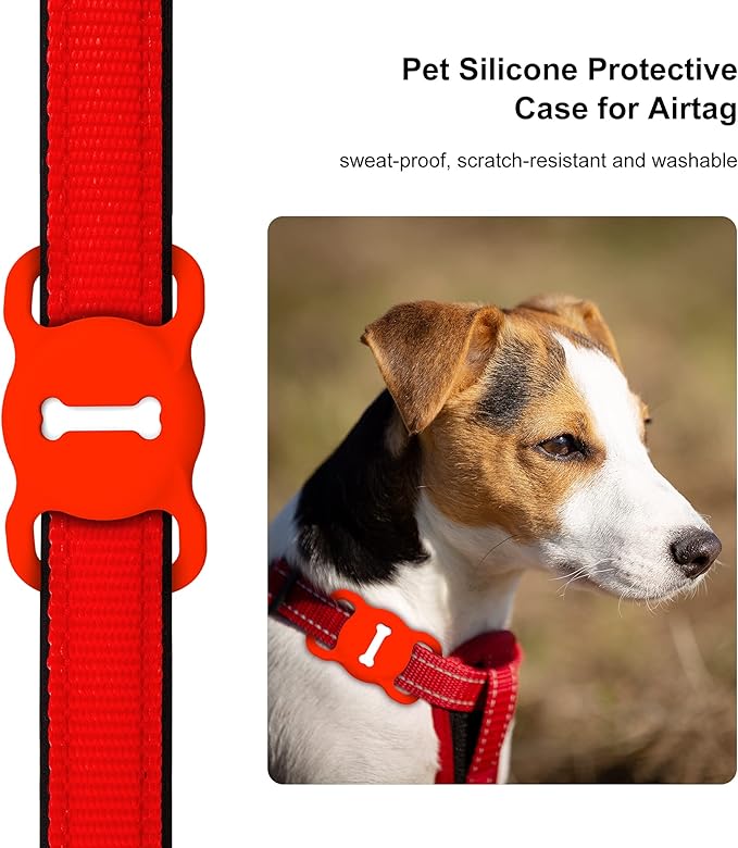 for Airtag Dog Collar Holder, Air Tag Protective Cat Airtag Dog Collar,Silicone AirTags GPS Tracking Accessories,Air Tags with Bone Pattern (1 Pack(Red))
