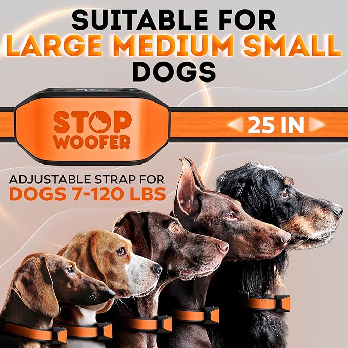 No Shock Bark Collar for Small Medium Large Dogs-Smart Chip Adjusts to Stop Barking in 1 Minute-Highly Effective Vibration and Sound Stops Barks Fast with No Pain-Safe Orange