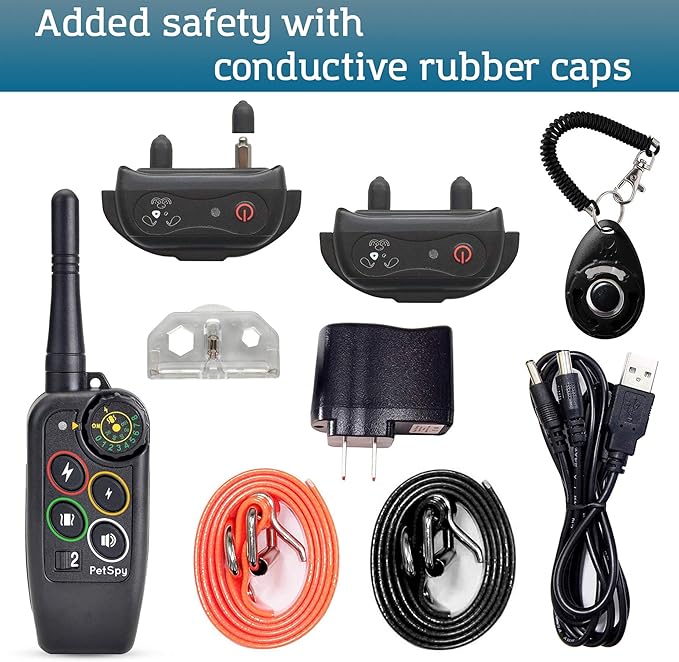 PetSpy M686 Premium Dog Training Shock Collar, 1100 Yards, Medium to Large Dogs, with Vibration, Electric Shock and Beep, Waterproof, Remote Trainer (Two Dogs - Bundle)