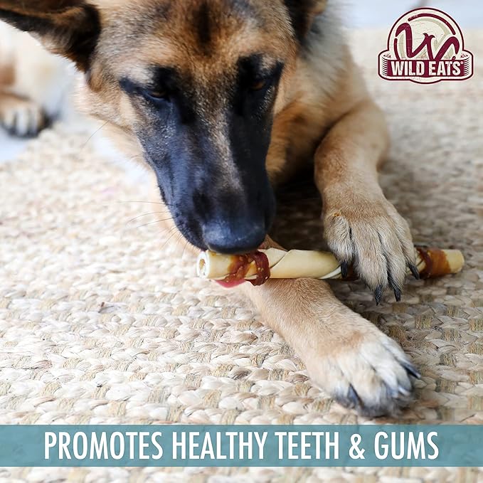 Water Buffalo Jerky Wrapped Cheek Twist Dog Chews - 10 Pack (Healthy Alternative for Beef Rawhides for Dogs, Natural Treat, Single Source Protein Dog Treat)