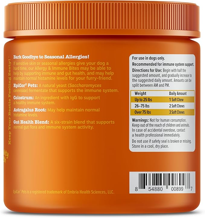 Zesty Paws Dog Allergy Relief- Dog Itching Skin Relief- Dog Probiotics for Itchy Skin and Itchy Ears- Dog Allergy Paw Relief- Dog Allergy Chews- Dog Itch Relief- Dog Skin Allergy Relief- Salmon- 90ct