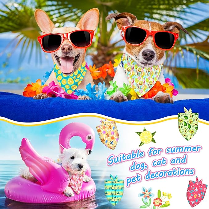 120Pcs Spring Summer Dog Bandanas Bulk Hawaiian Dog Scarves Fruit Triangle Puppy Bandanas Washable Adjustable Pet Bandana for Small Medium Large Dog Puppy Pet Grooming Accessories